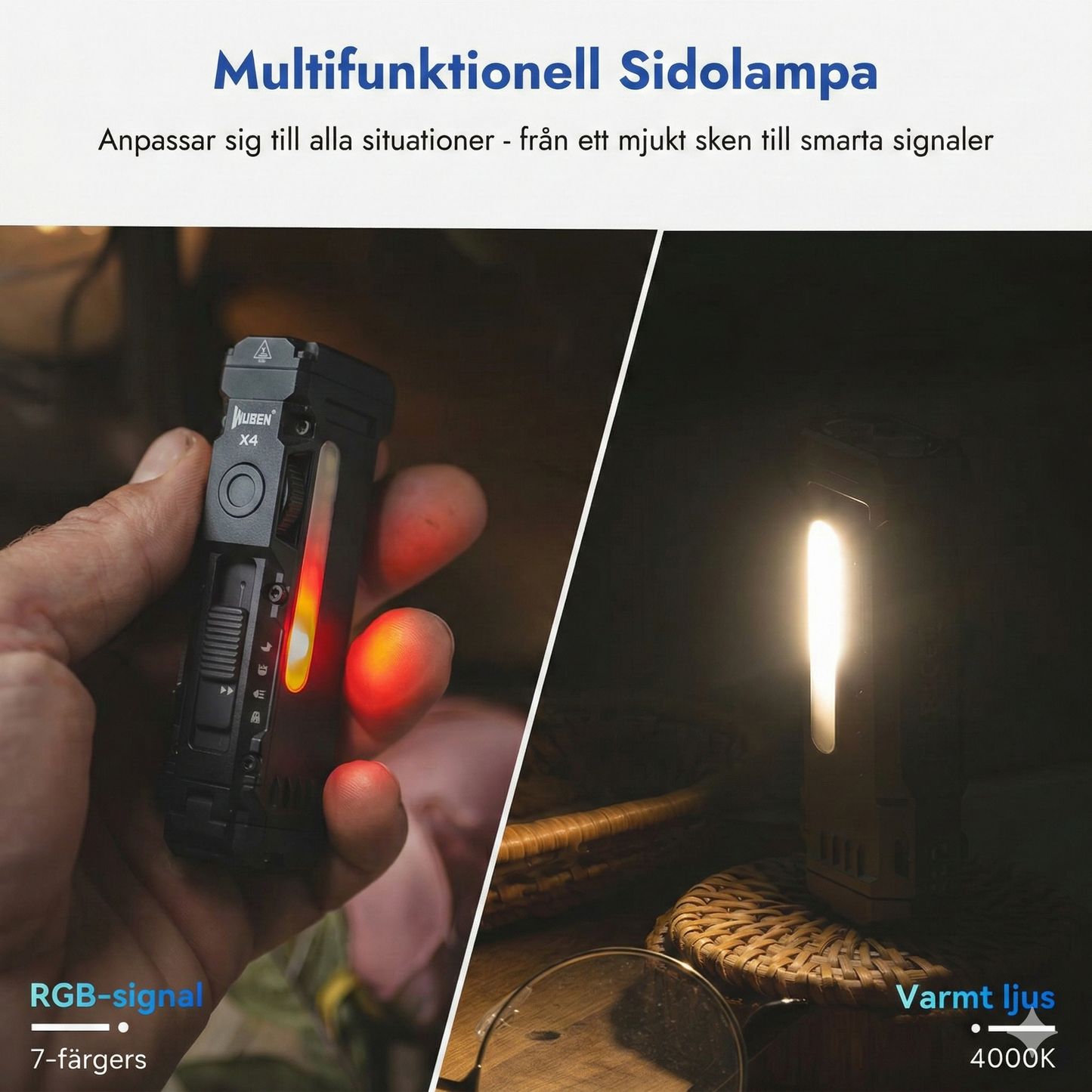 LED-arbetslampa med 180° vridbart huvud