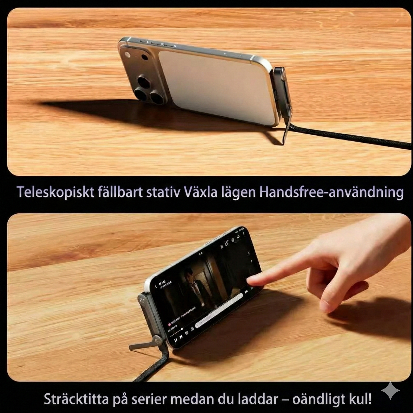 Gaming-kabel med Vikbart Stativ – För Apple & Android