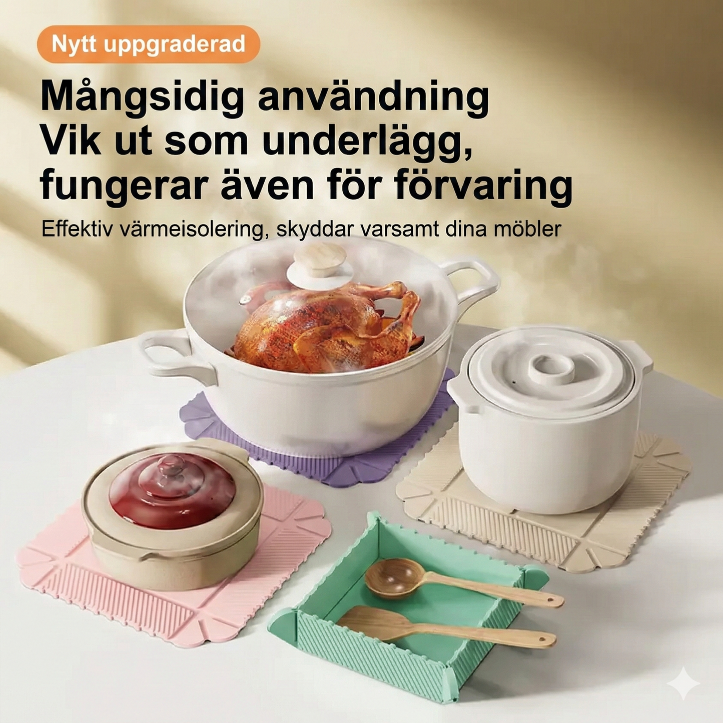Vikbart Grytunderlägg i Silikon – Värmetåligt