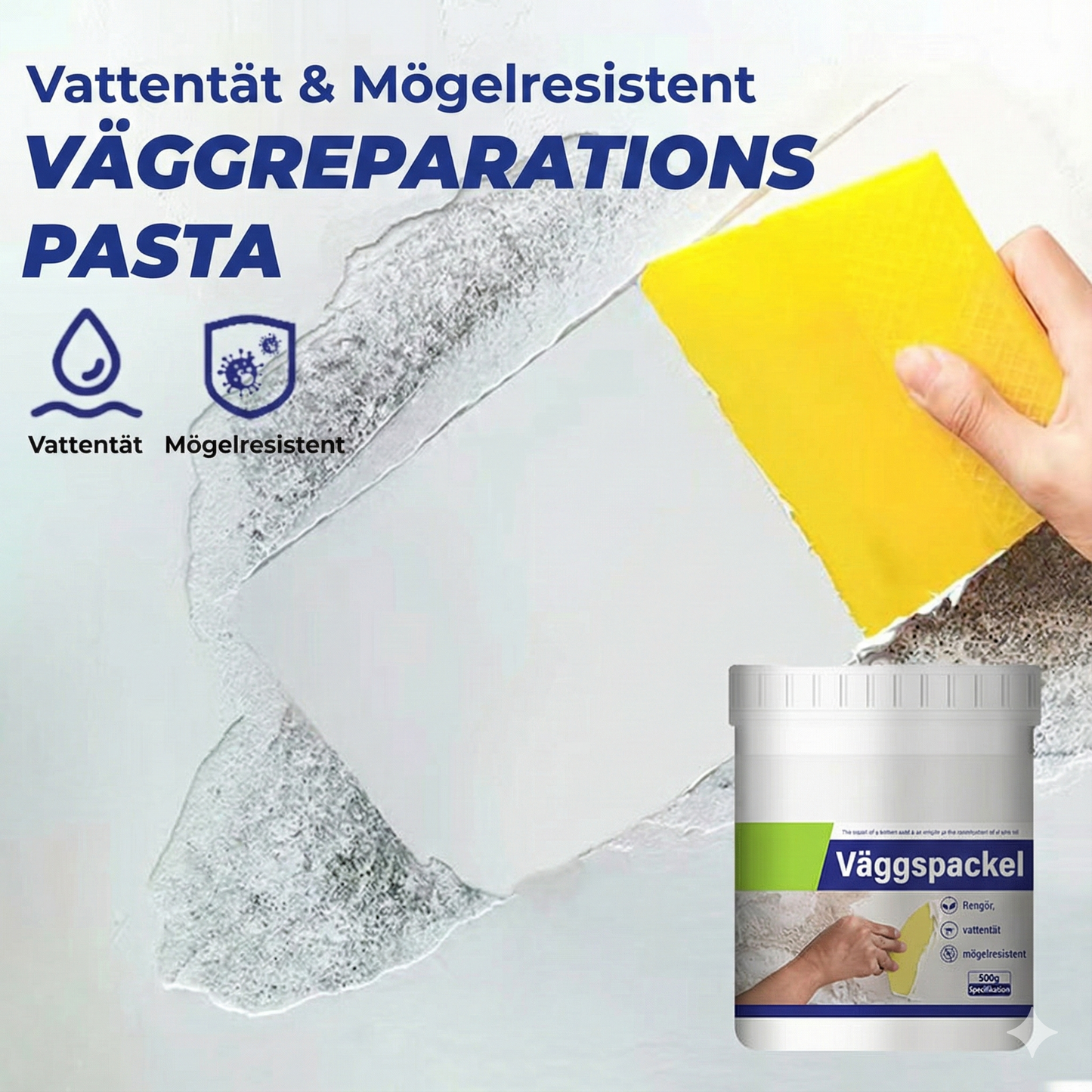 Vattentät Väggreparationspasta med Nanosilver – Anti-mögel & Giftfri