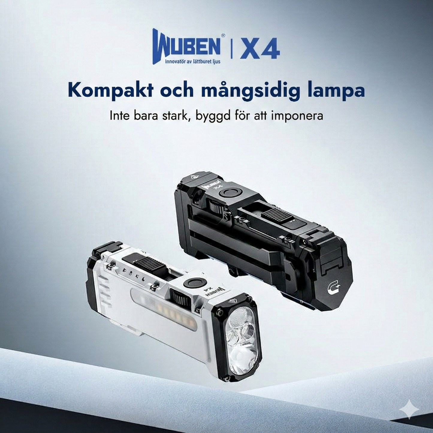LED-arbetslampa med 180° vridbart huvud