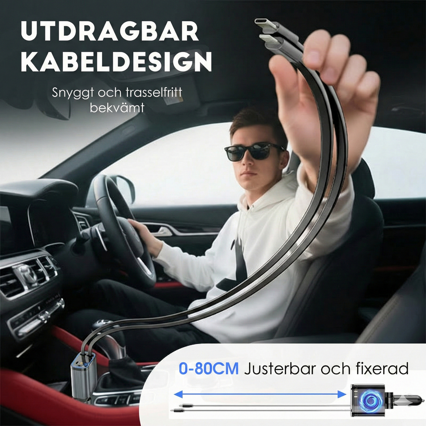 90W Supersnabb Billaddare – Indragbara Kablar & Stjärnhimmel