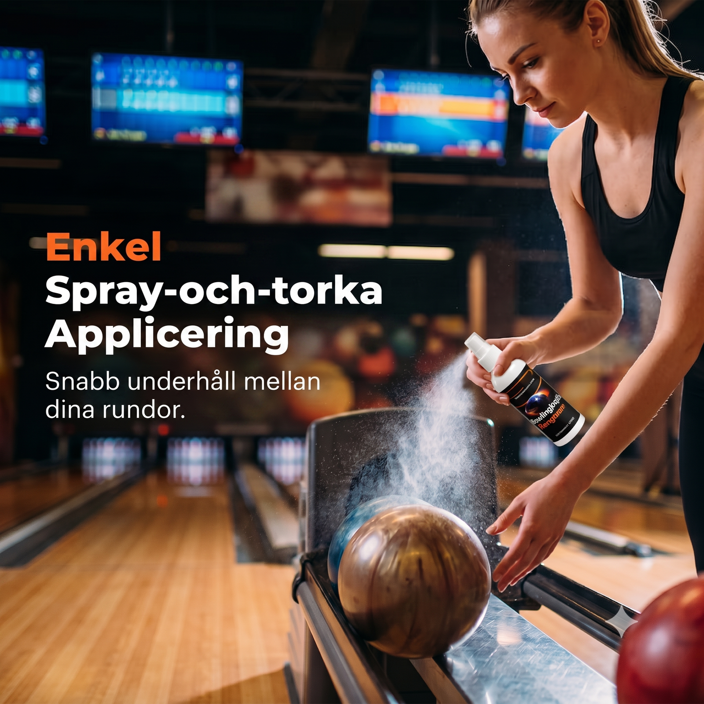Professionell oljelösande rengöringsspray för bärbara bowlingklot med absorberande trasa
