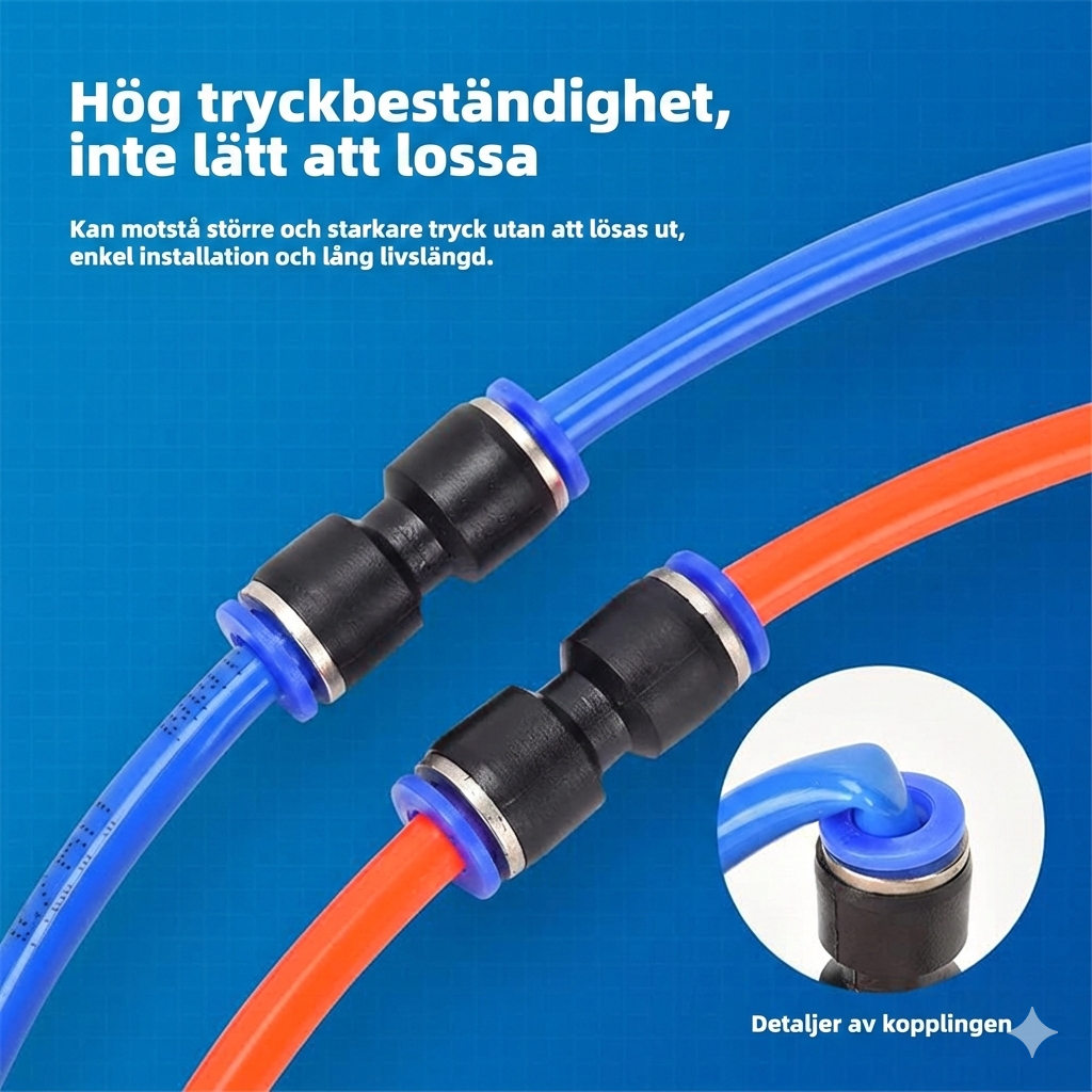 Push-in Luftkopplingar 1/4" – 360° Roterbar & Verktygsfri