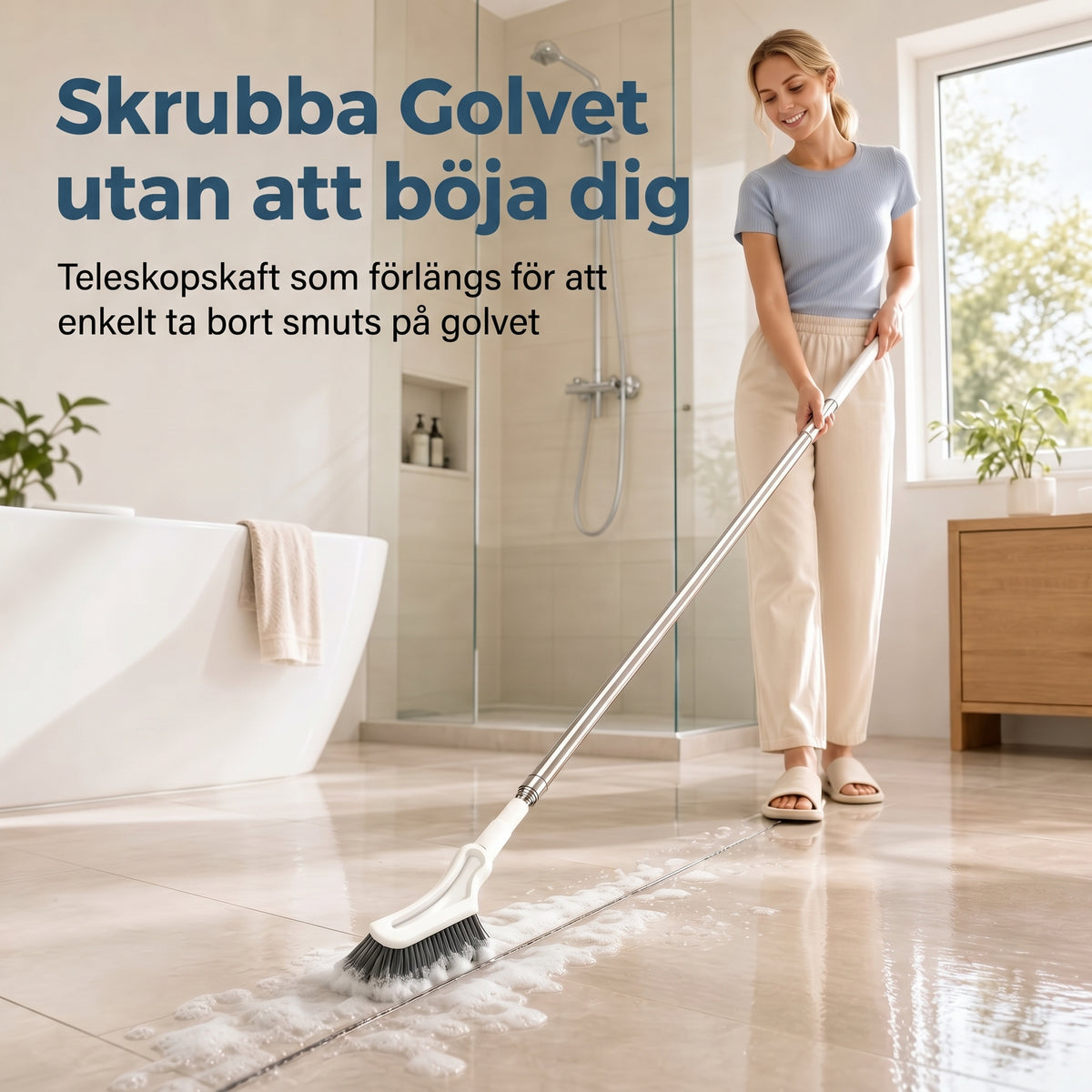 Multifunktionell golvskurborste med teleskopskaft – Nå alla hörn utan ansträngning