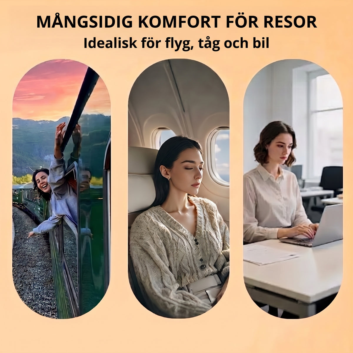 Bärbar uppblåsbar ergonomisk reskudde – 360° nackstöd & 45° perfekt vinkel för resan