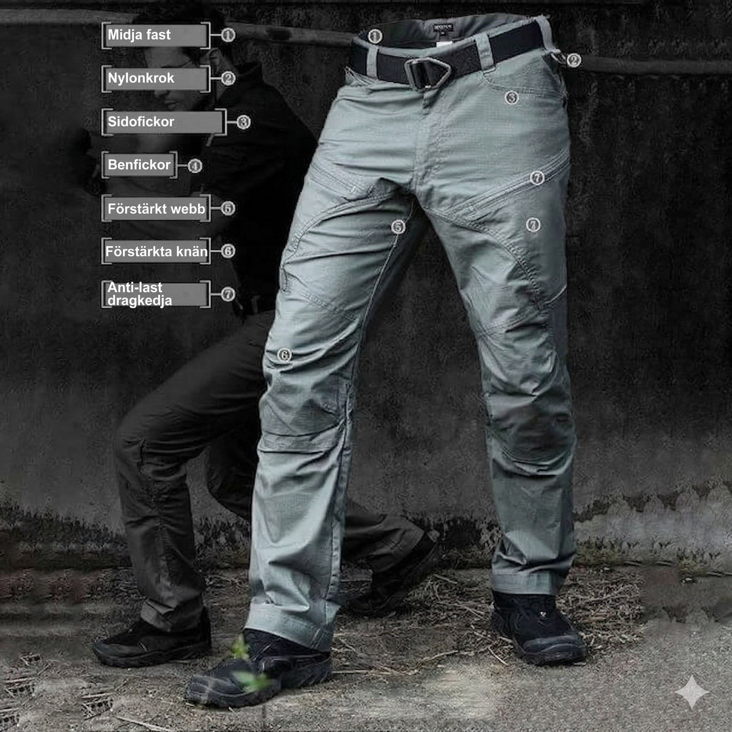 Slitstarka Outdoor-byxor i Ripstop-material