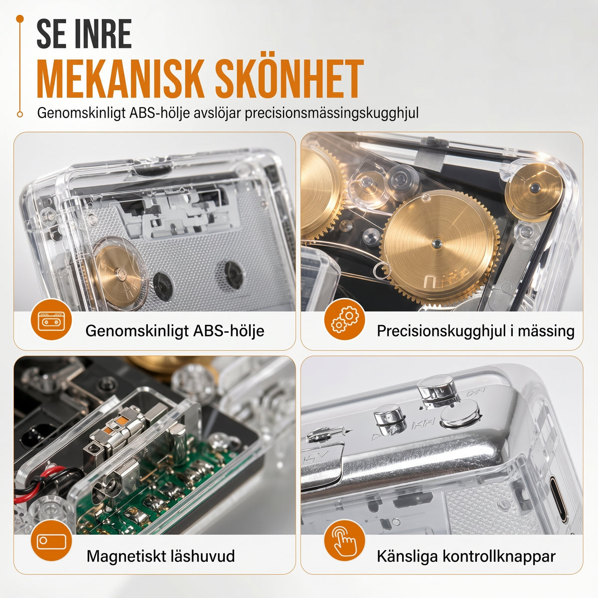 Smart och bärbar kassettbandspelare med USB-C för enkel överföring av musik till digitala format