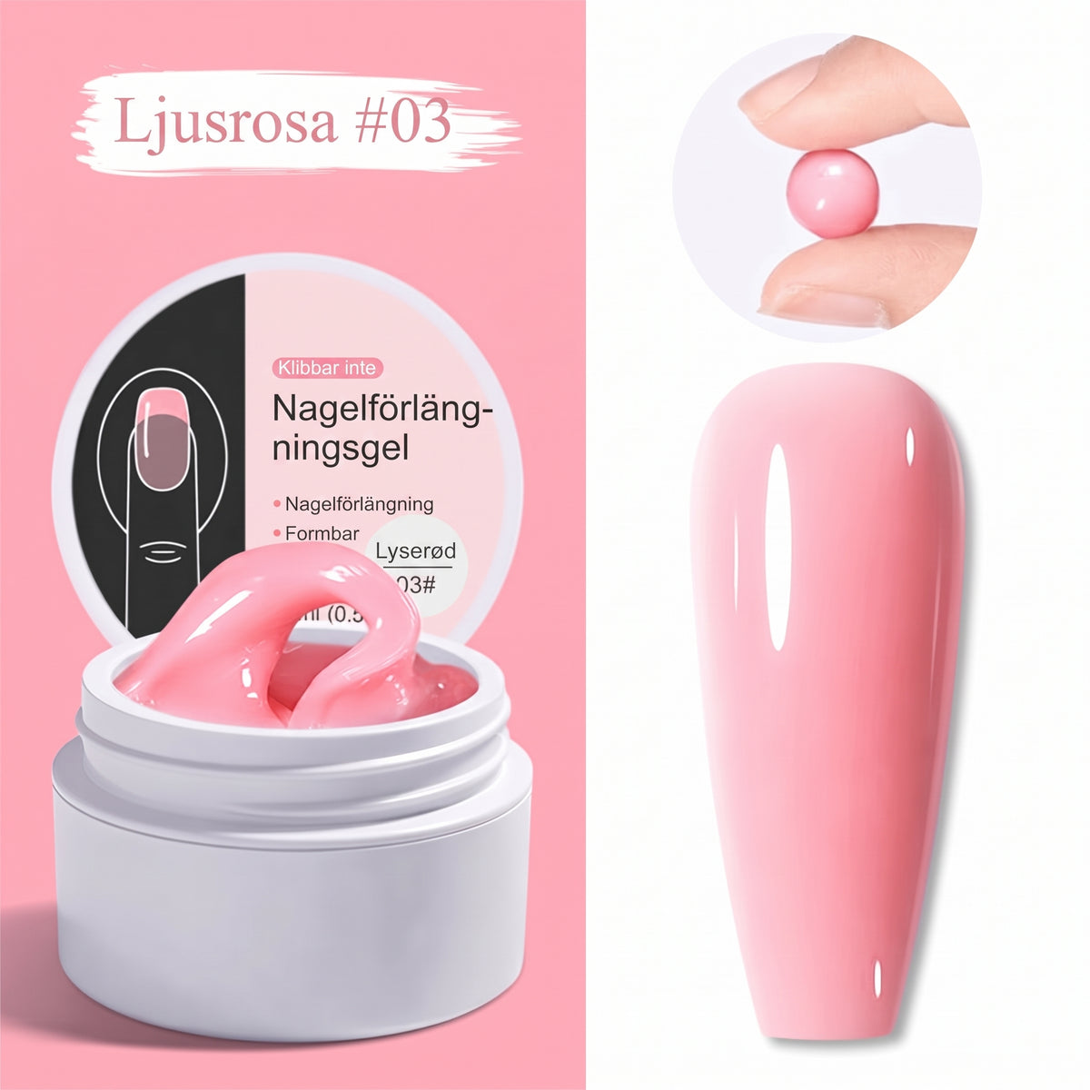 Formbar Nagelgel (15 ml) – Perfekt för Nagelförlängning och 3D-Nagelkonst