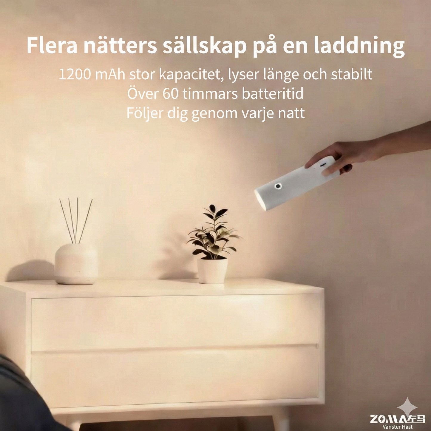 Portabel Sänglampa & Garderobsbelysning – Inga Sladdar