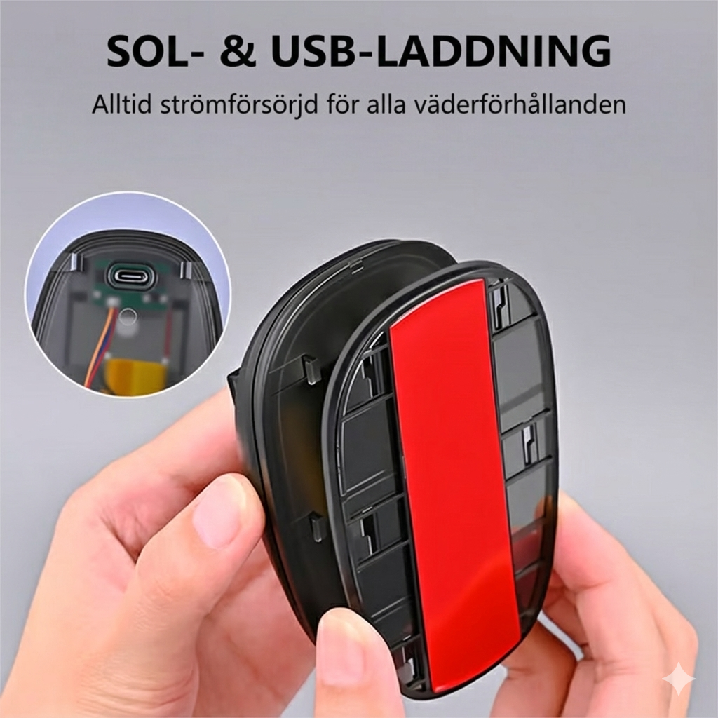 Solcellsdriven LED-Taklampa för Bil med Sensor & Fjärrkontroll