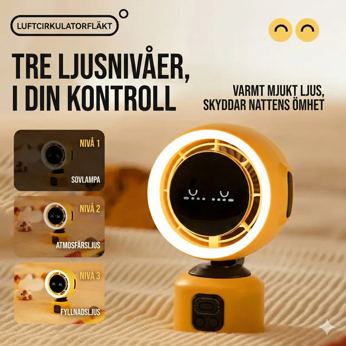 Skrivbordsfläkt med Fill Light – För Kontor & Sovsal