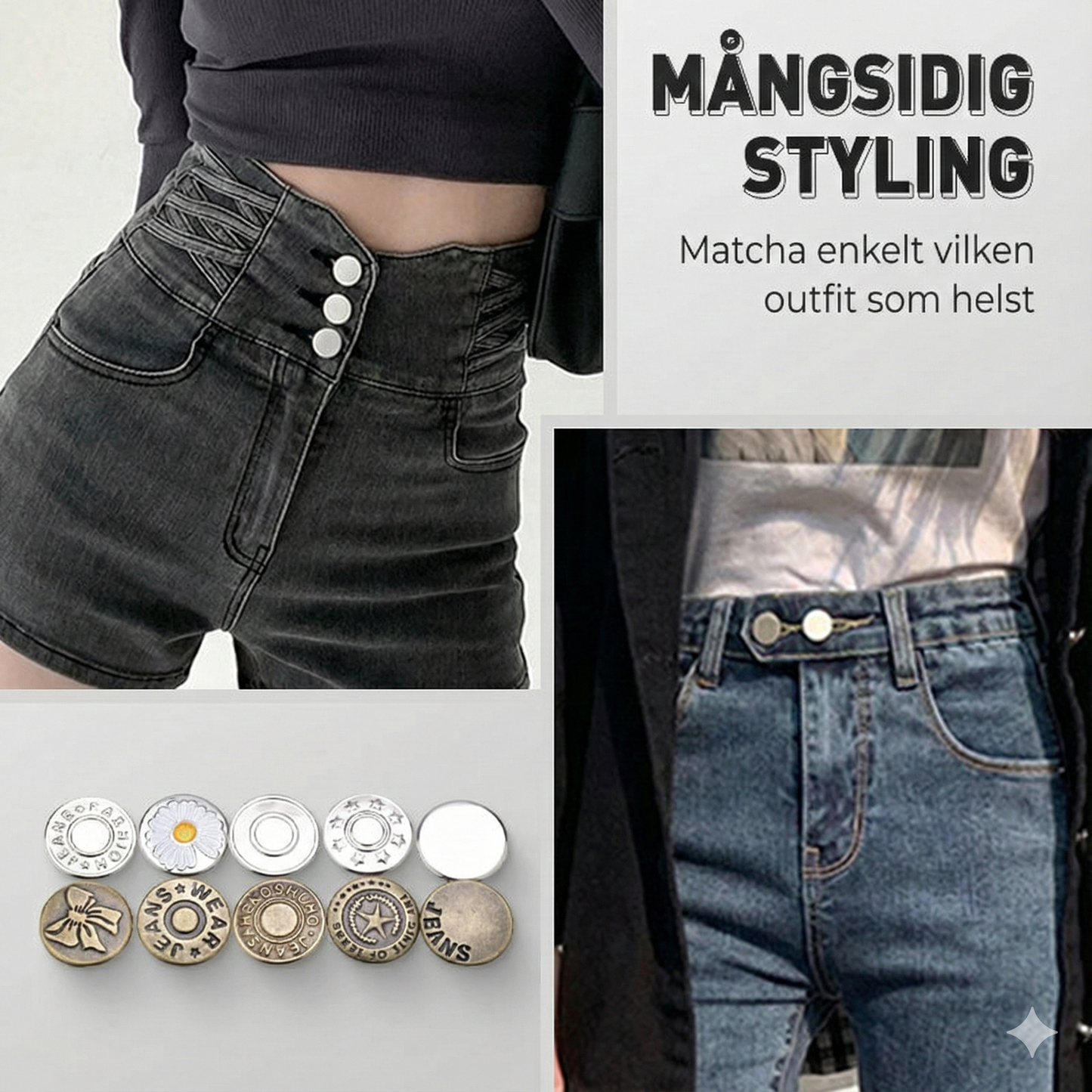 Sömnadsfria Jeansknappar med Skruvfunktion & Verktyg