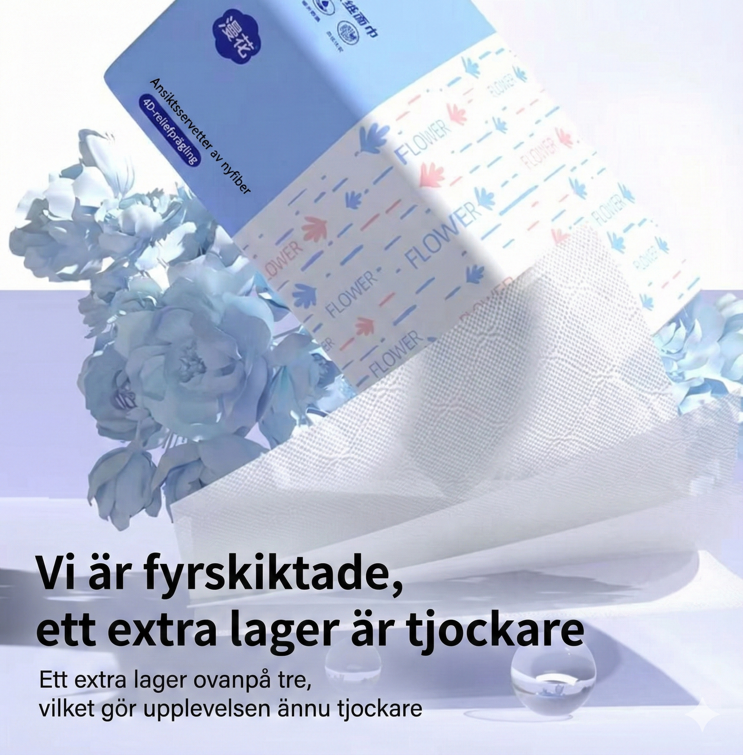 Slitstarka Hushålls- & Ansiktsservetter – 4 Lager Mjukhet