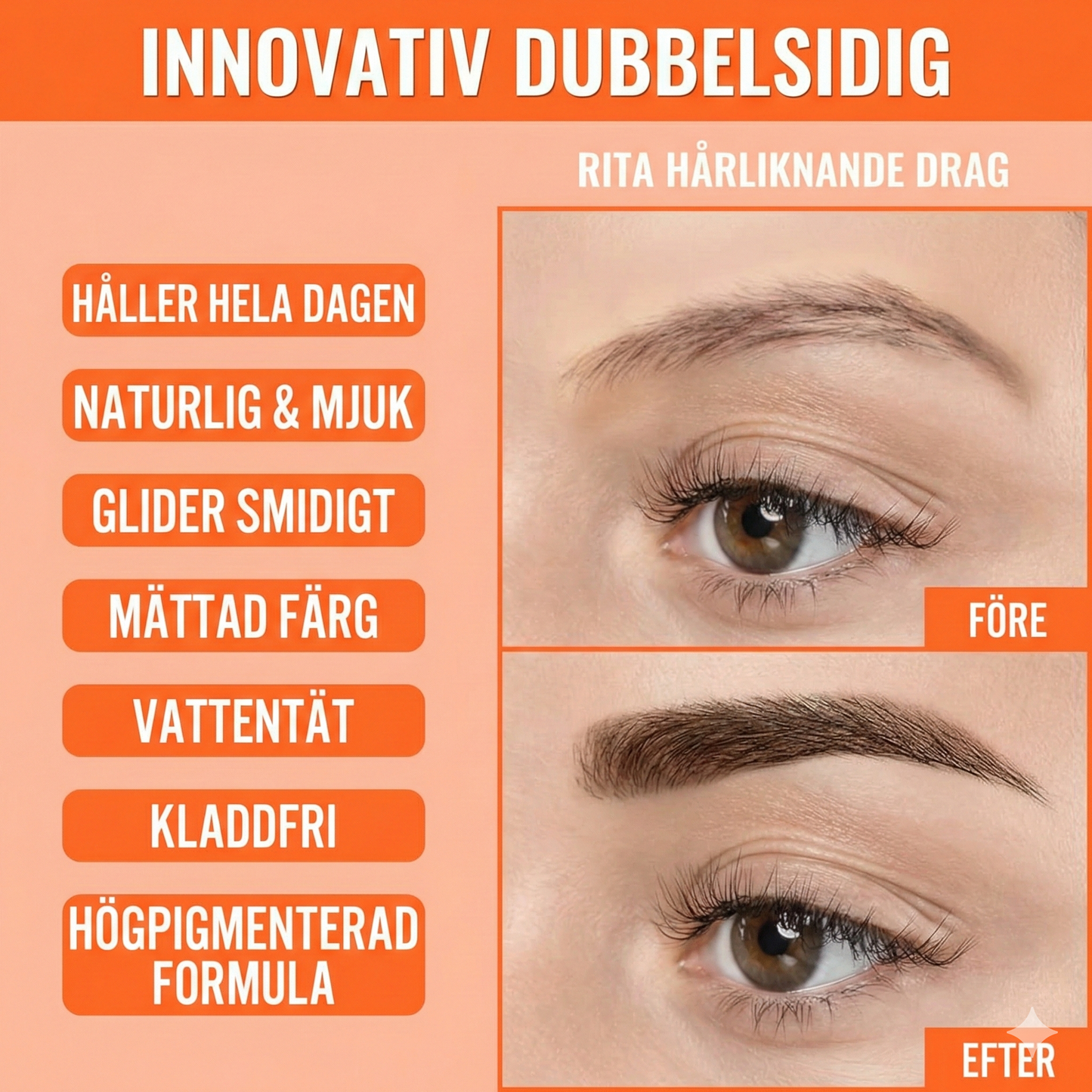 Vattenfast 4D Ögonbrynspenna – 2-i-1 med Eyeliner