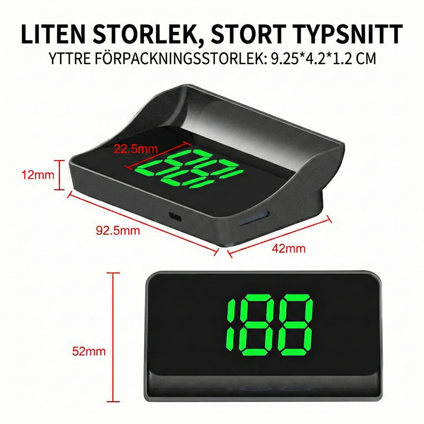 Bärbar HUD-skärm för Instrumentbrädan – HD LCD