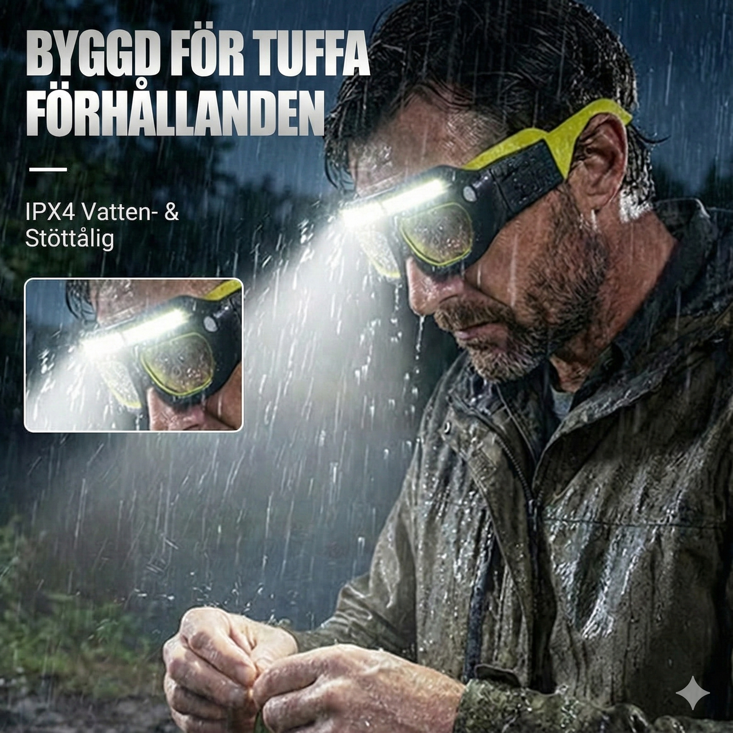 Uppladdningsbar LED-Glasögonlampa med Rörelsesensor & 5 Ljuslägen