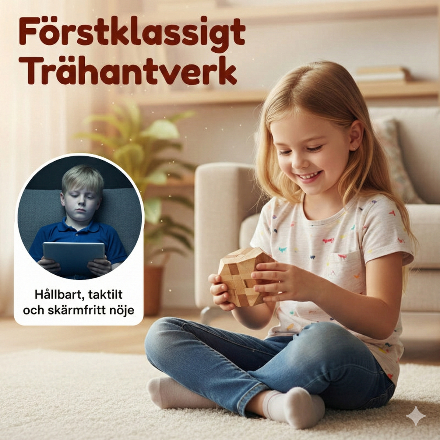 Klassiskt 3D-Träpussel för Hjärngympa & Logik