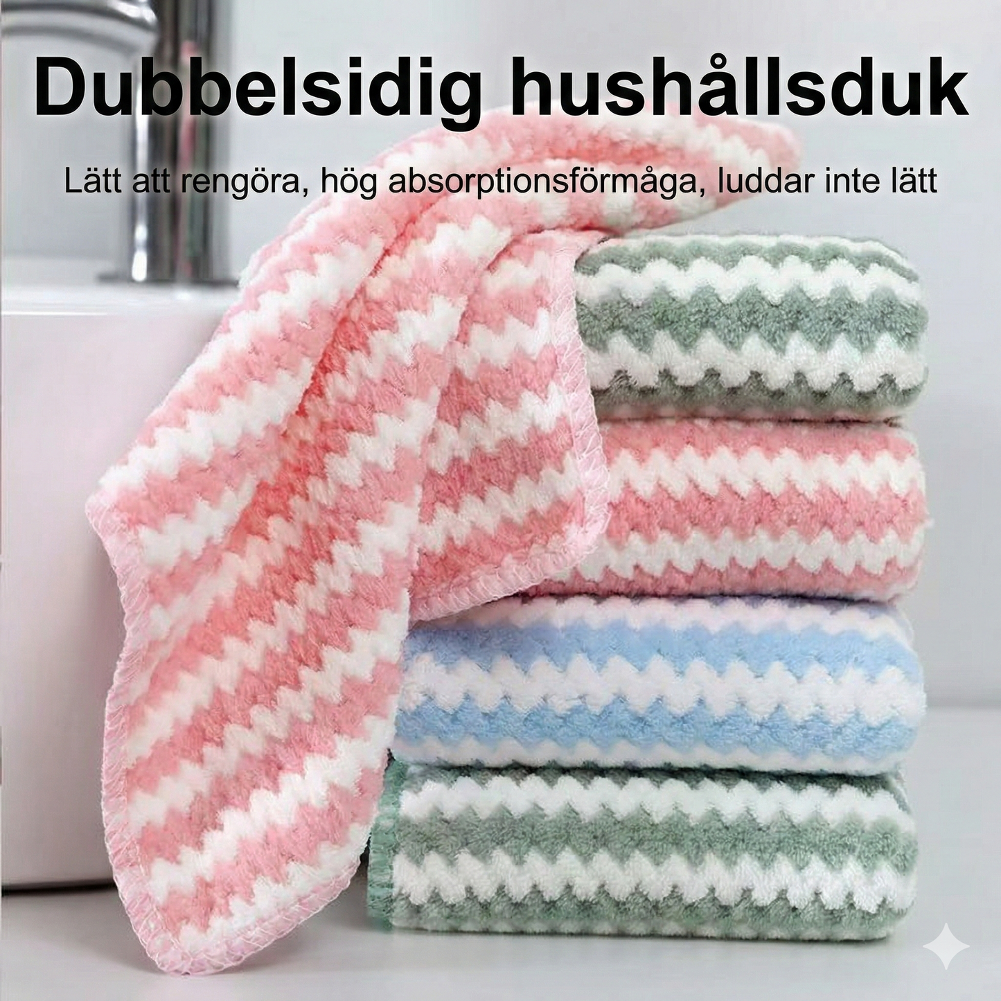 Dubbelsidig Diskduk i Korallfleece – Superabsorberande