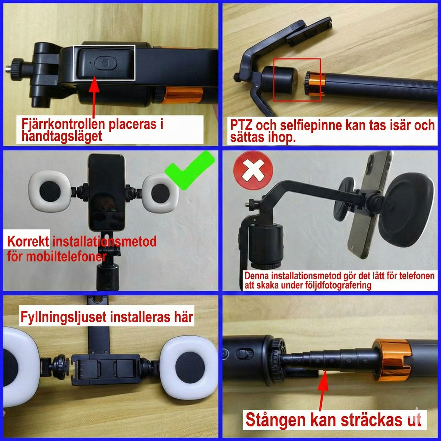 Roterande Mobilhållare med Automatisk Följning för Vlogg och Stream