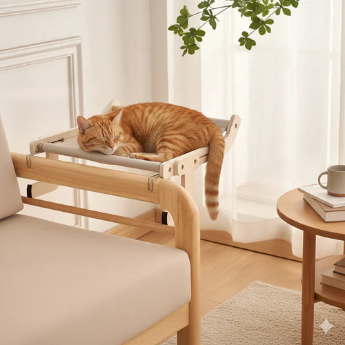 Justerbar Hängmatta för Katt i Trä och Linne