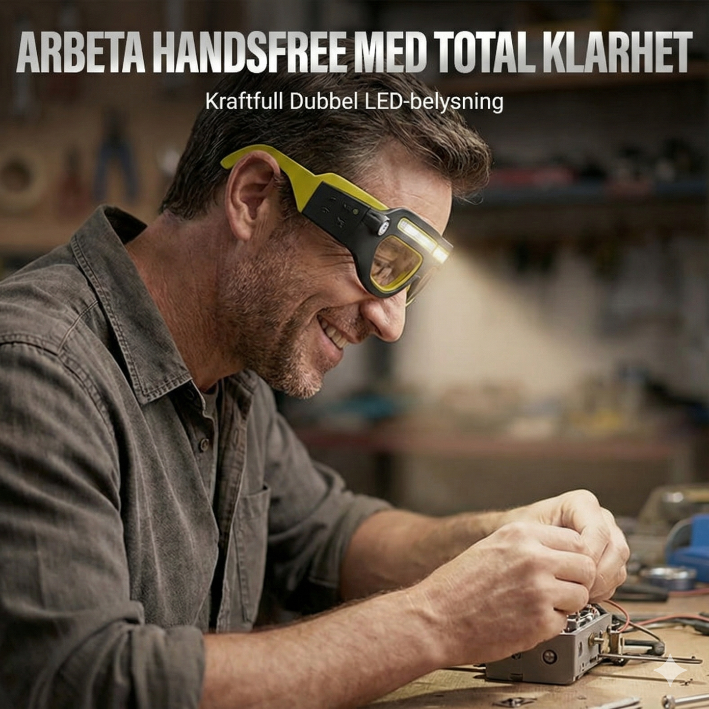 Uppladdningsbar LED-Glasögonlampa med Rörelsesensor & 5 Ljuslägen