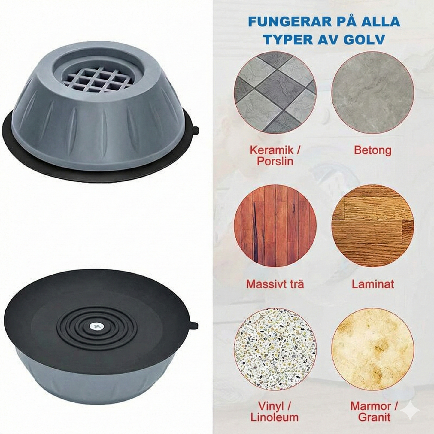 Magiska Antivibrationsfötter för Tvättmaskin & Vitvaror