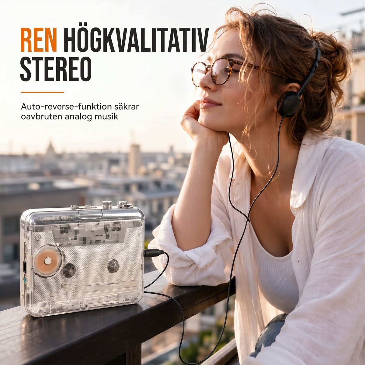 Smart och bärbar kassettbandspelare med USB-C för enkel överföring av musik till digitala format