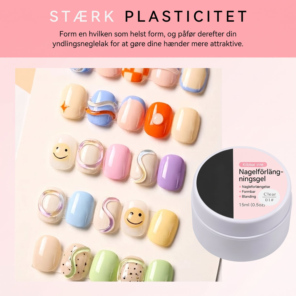 Formbar Nagelgel (15 ml) – Perfekt för Nagelförlängning och 3D-Nagelkonst