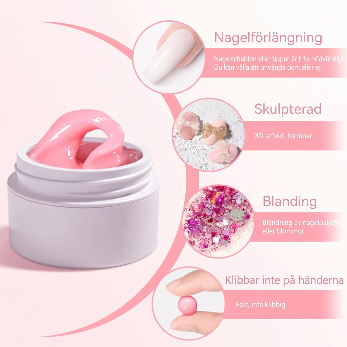 Formbar Nagelgel (15 ml) – Perfekt för Nagelförlängning och 3D-Nagelkonst