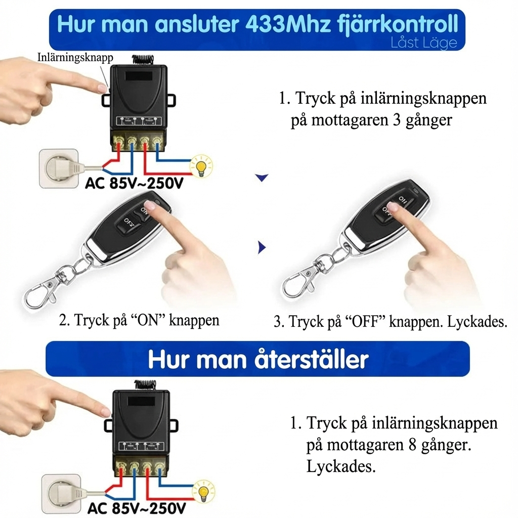 Trådlös Fjärrstyrd Strömbrytare med Lång Räckvidd
