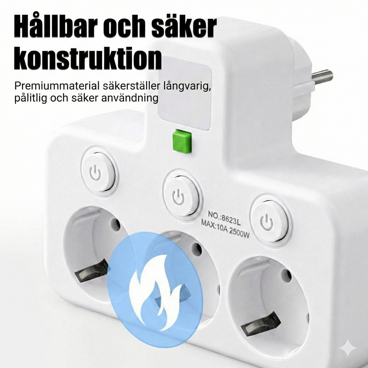 Smart Grenkontakt med Individuella Brytare och USB-uttag