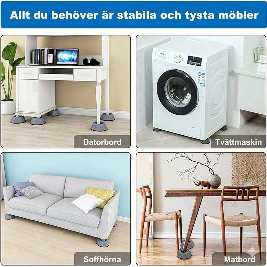 Magiska Antivibrationsfötter för Tvättmaskin & Vitvaror