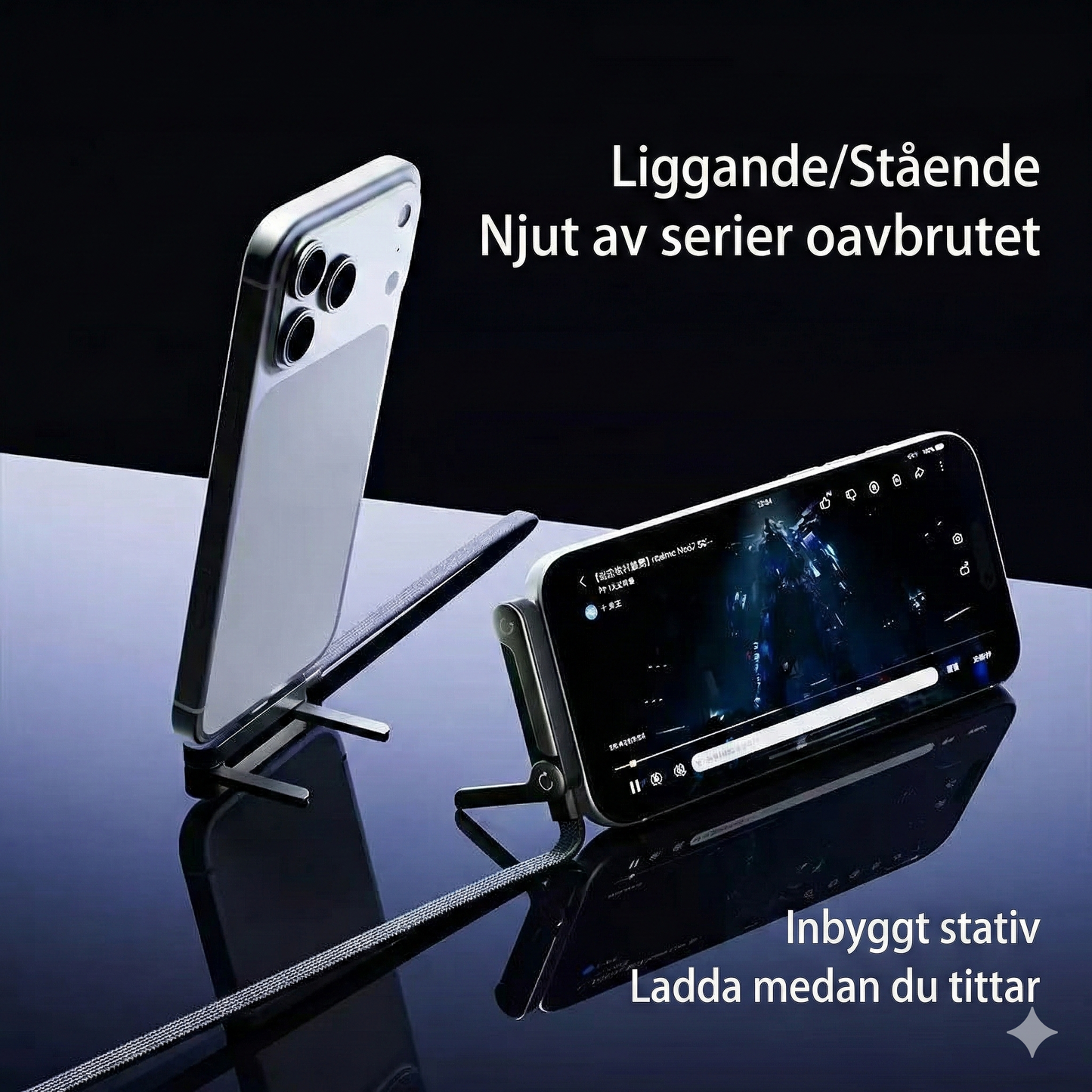 Gaming-kabel med Vikbart Stativ – För Apple & Android