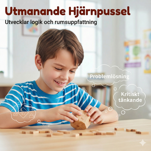Klassiskt 3D-Träpussel för Hjärngympa & Logik