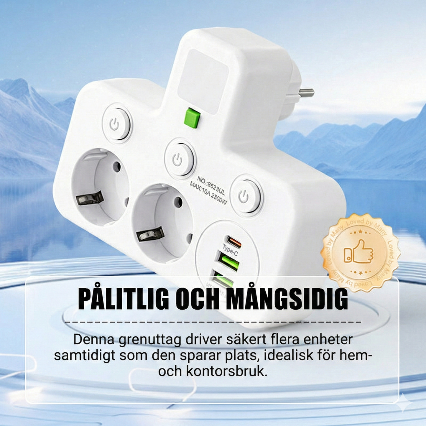 Smart Grenkontakt med Individuella Brytare och USB-uttag