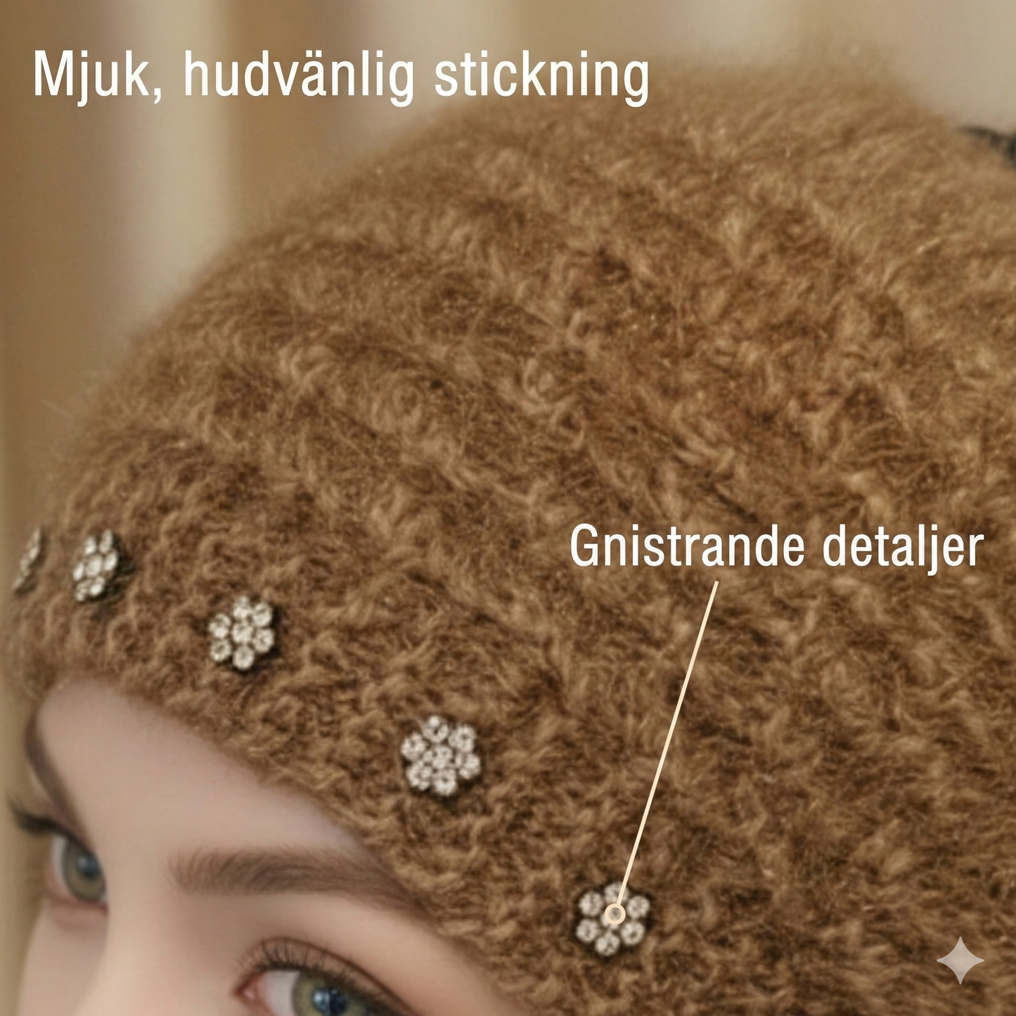 Stickat Pannband med Blommiga Detaljer – Värmande & Mångsidigt