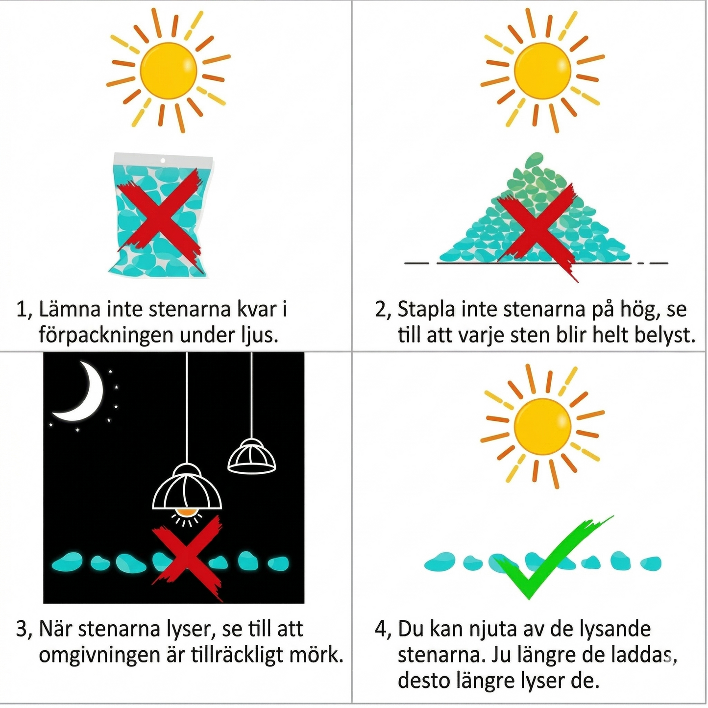 Mångfärgade Lysande Stenar för Gångar och Planteringar