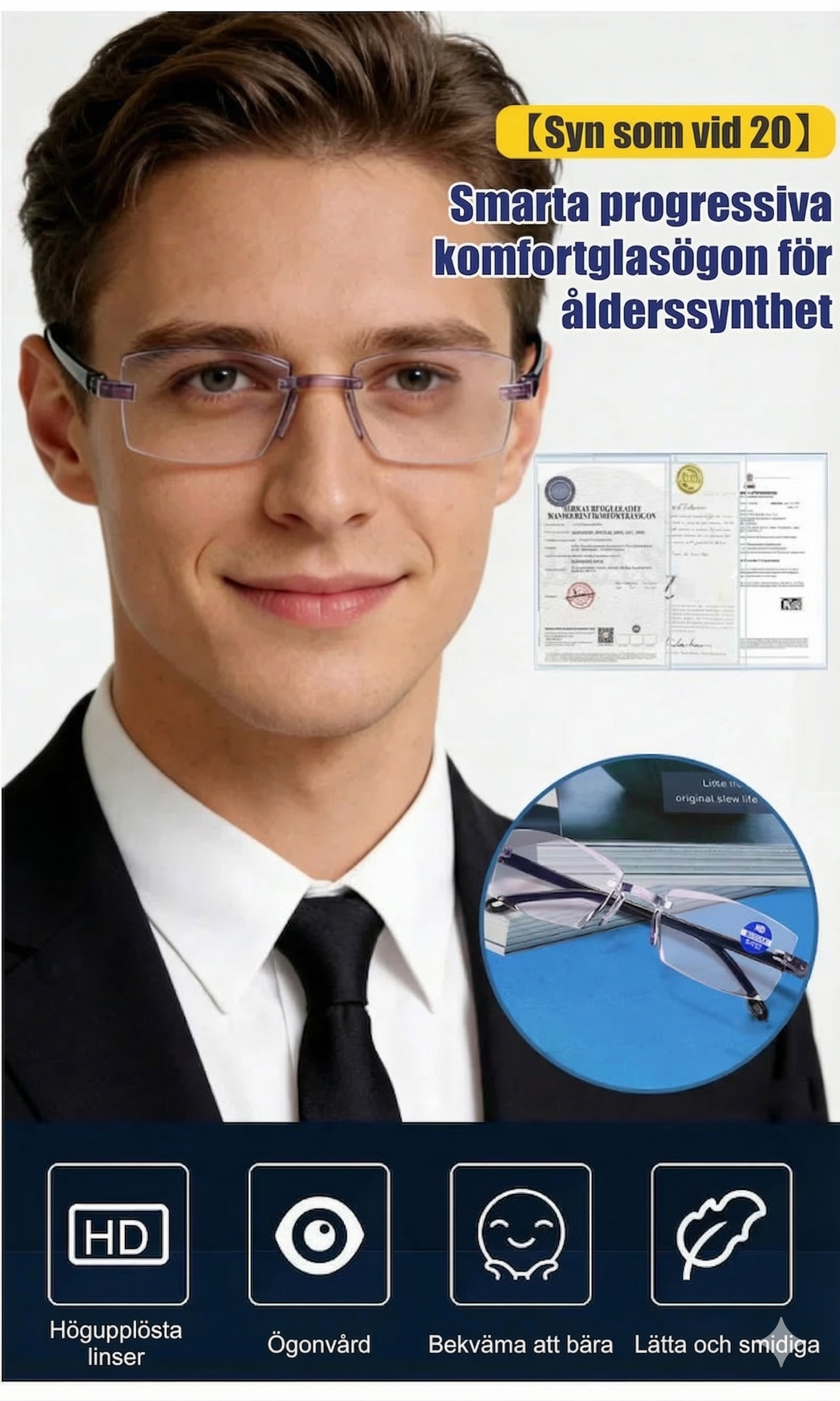 Multifokala Läsglasögon med Automatisk Styrka