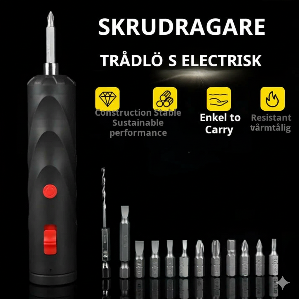 Hybrid Elskruvmejsel med 12 Bits