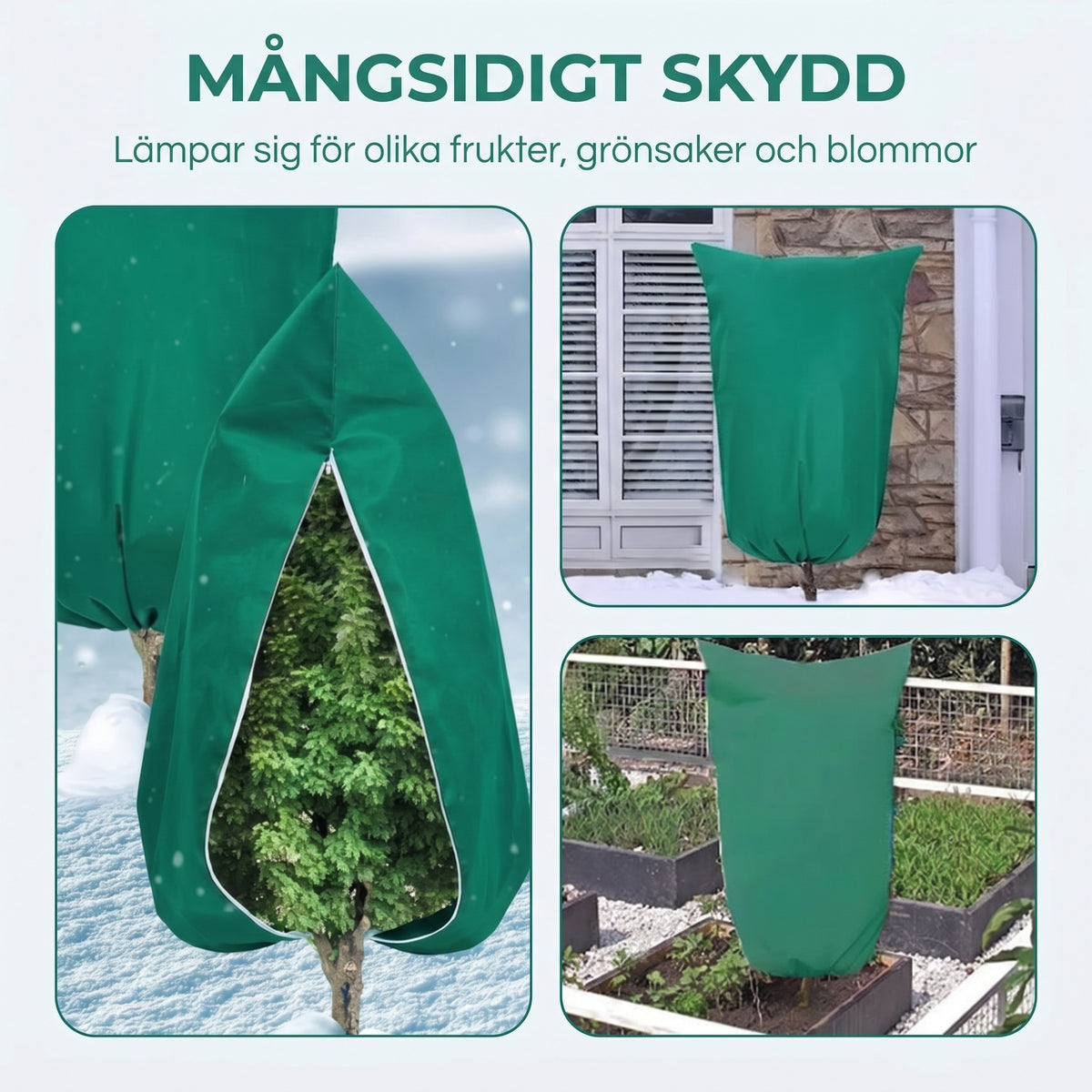 Vinteröverdrag för växter med dragkedja och dragsko – Frostsäkert, transparent fönster och robust design – Perfekt för fruktträd, grönsaker och krukväxter