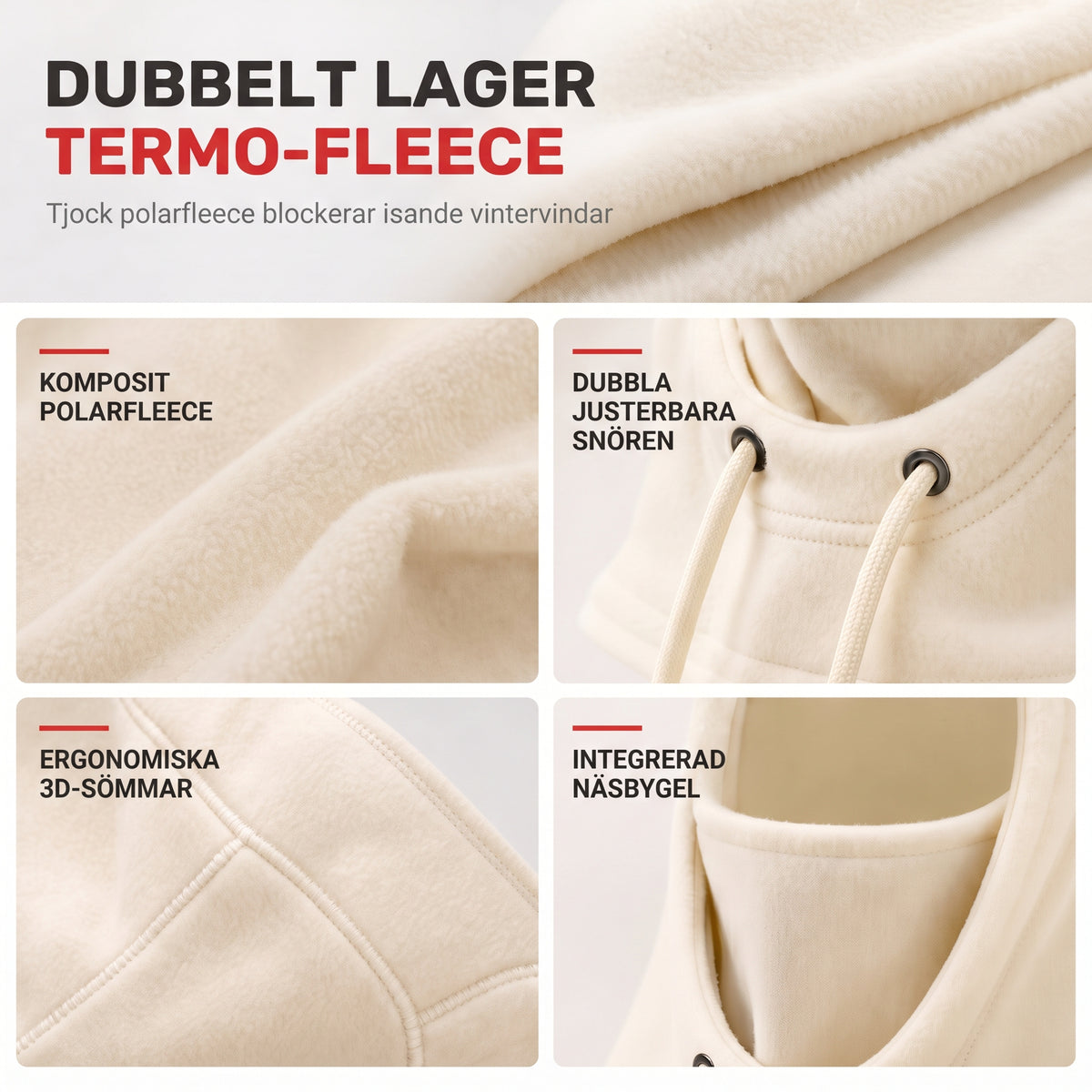 Fleecebalaclava i dubbla lager – Varm, ventilerande och justerbar för vinteraktiviteter