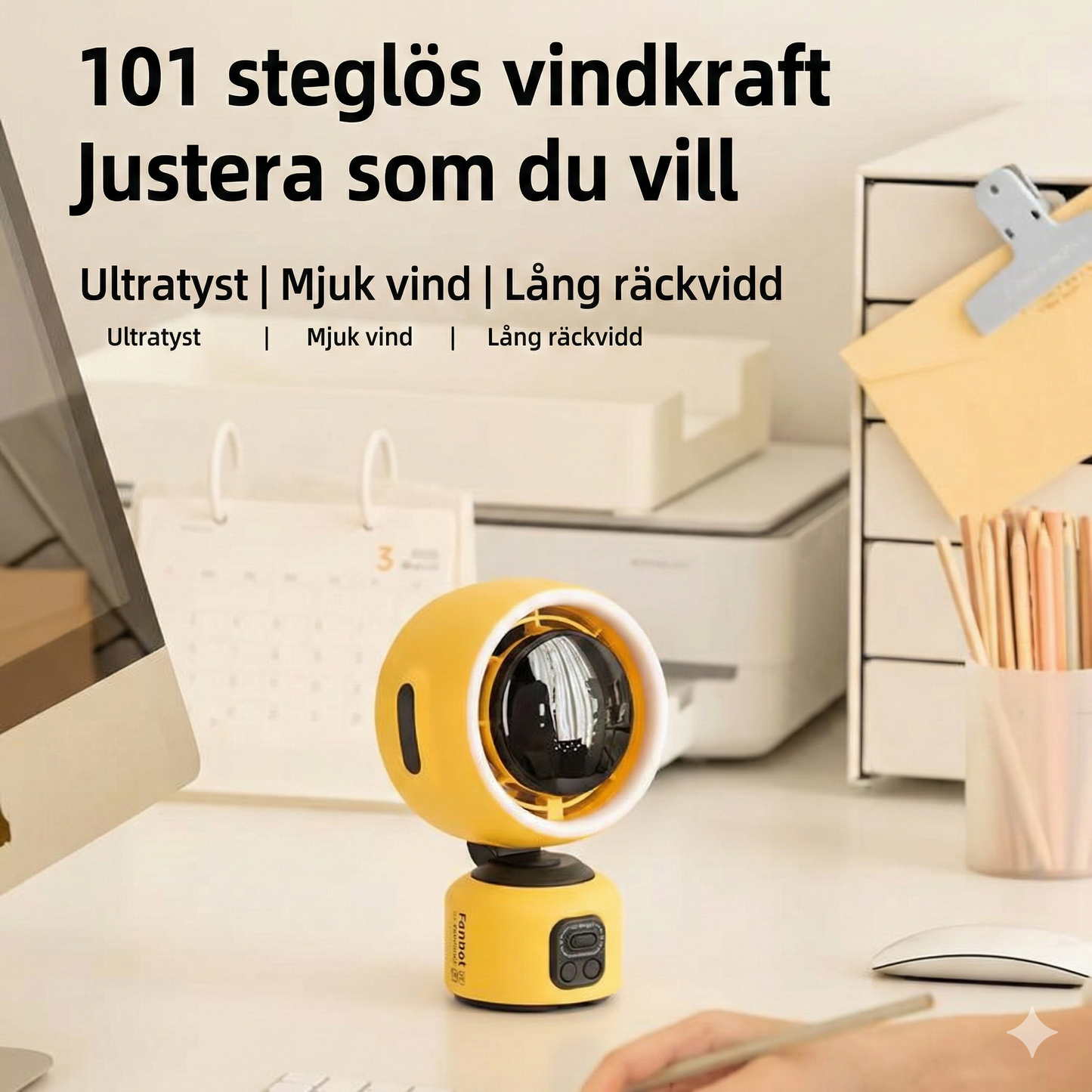 Skrivbordsfläkt med Fill Light – För Kontor & Sovsal