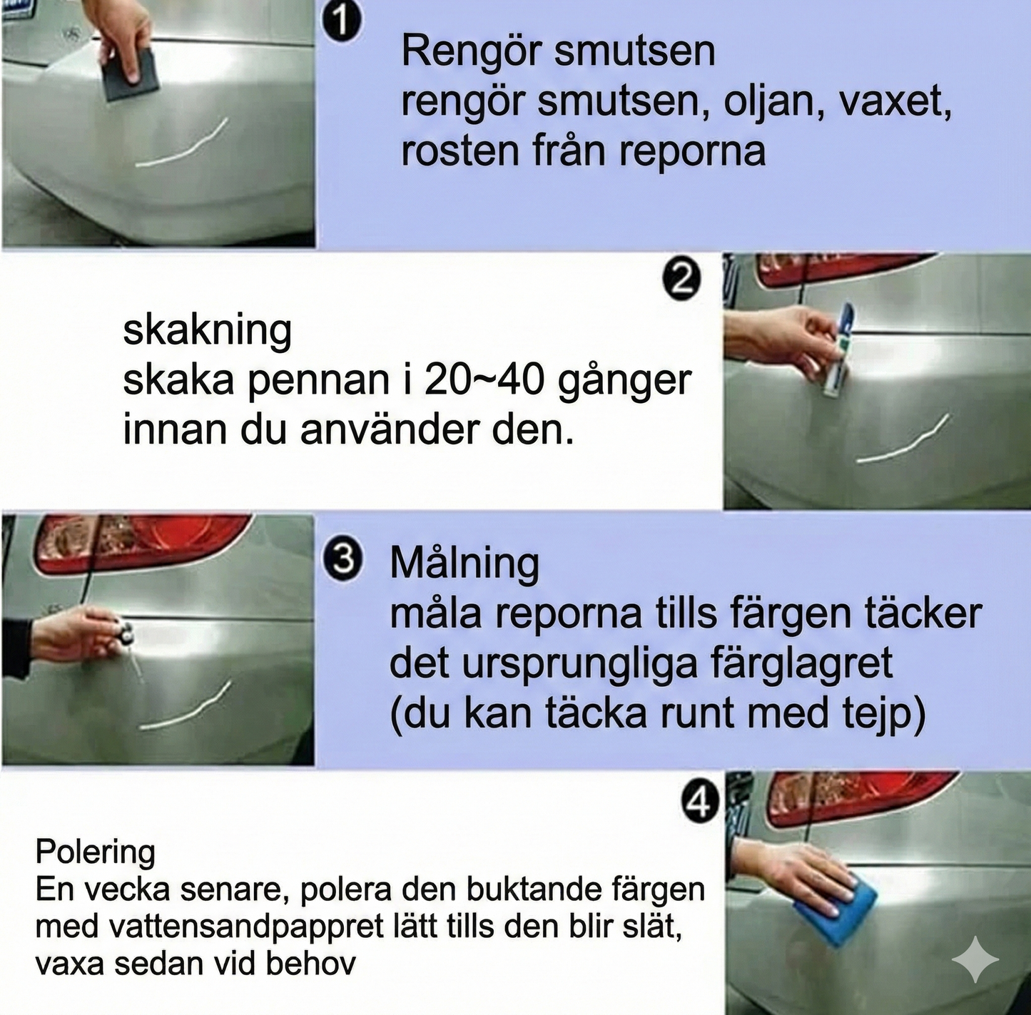 Snabbtorkande Lackstift för Reparation av Bilrepor