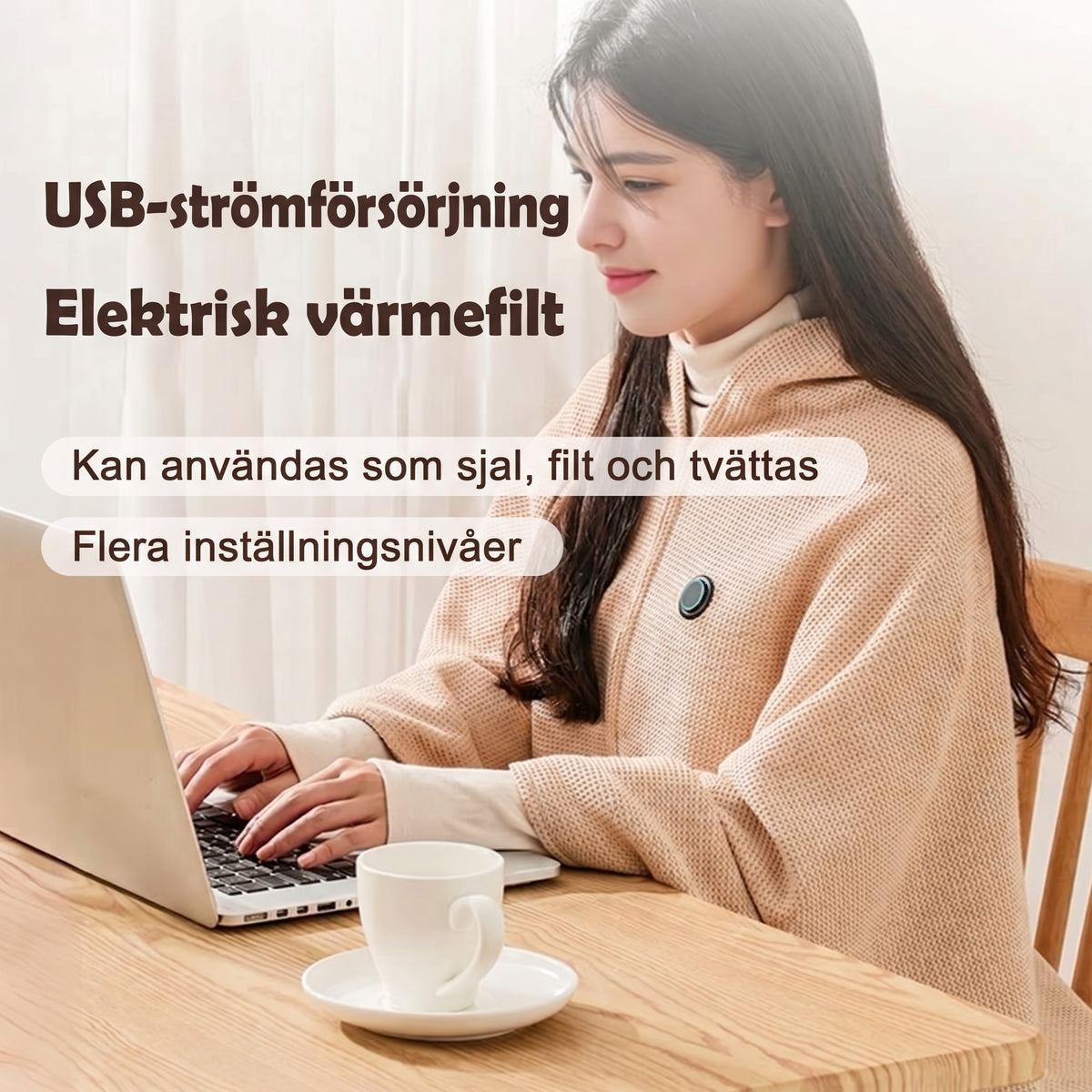 Bärbar elektrisk värmefilt / Sjal – Den ultimata presenten för de kalla månaderna