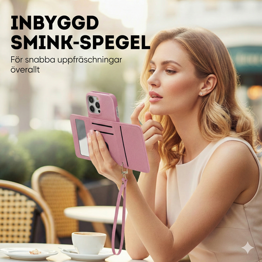 Praktiskt Plånboksskal med Spegel, Stativfunktion och Heltäckande Skydd