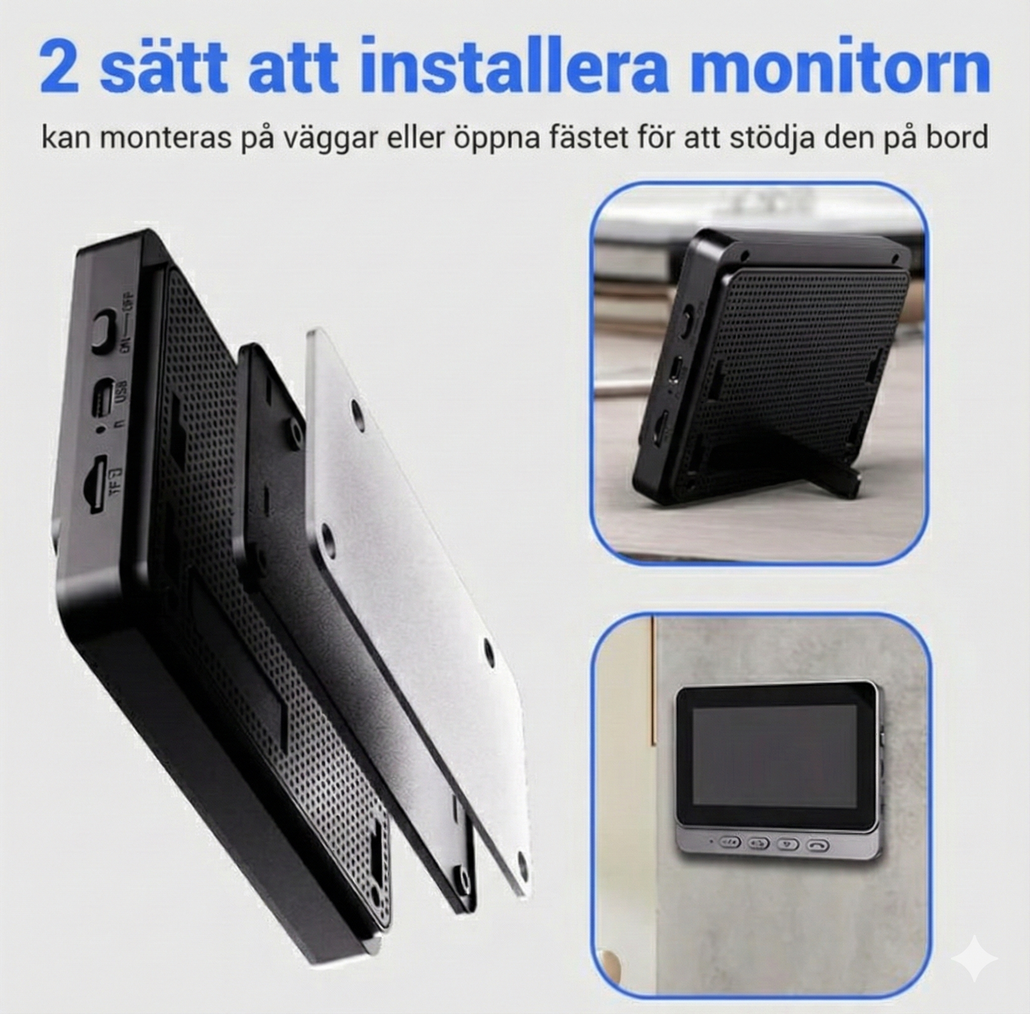 Trådlös Video-dörrklocka med 4,3" Skärm