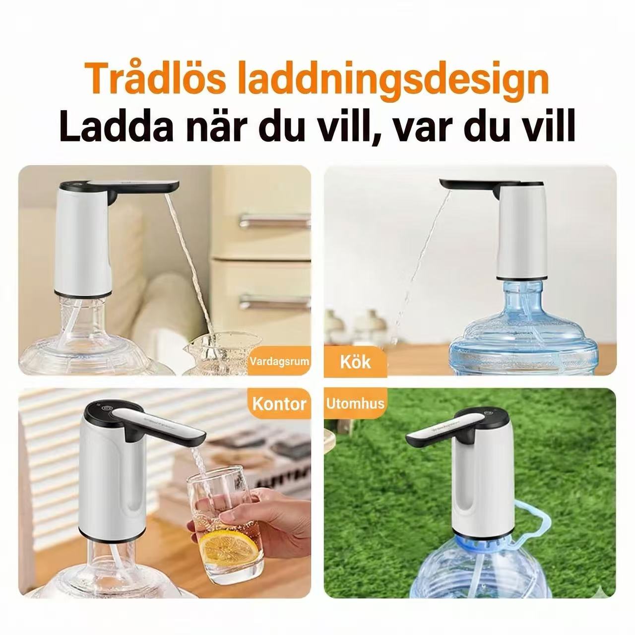 Hygienisk Vattenpump med Vikbar Pip – Uppladdningsbar
