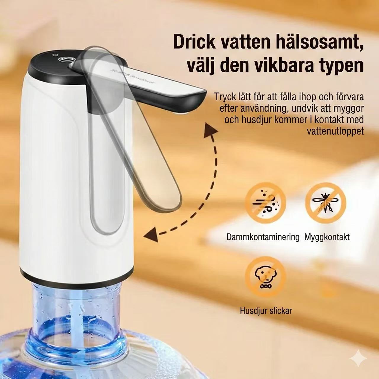 Hygienisk Vattenpump med Vikbar Pip – Uppladdningsbar