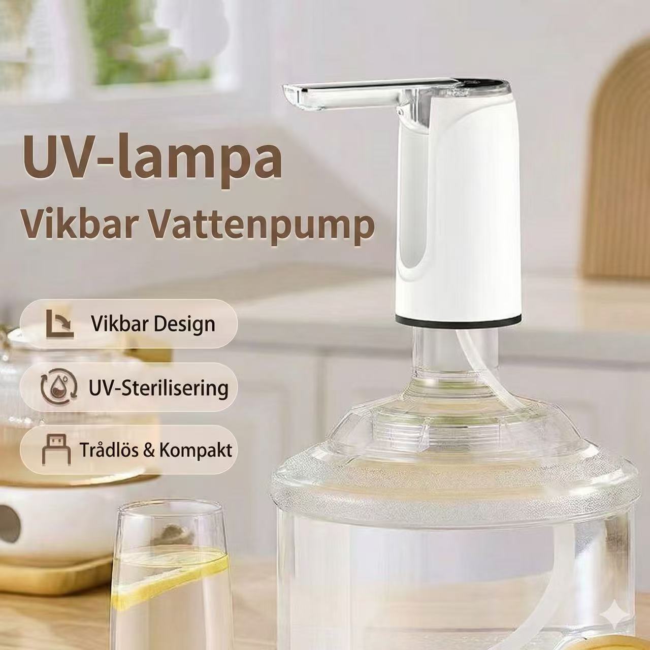 Hygienisk Vattenpump med Vikbar Pip – Uppladdningsbar